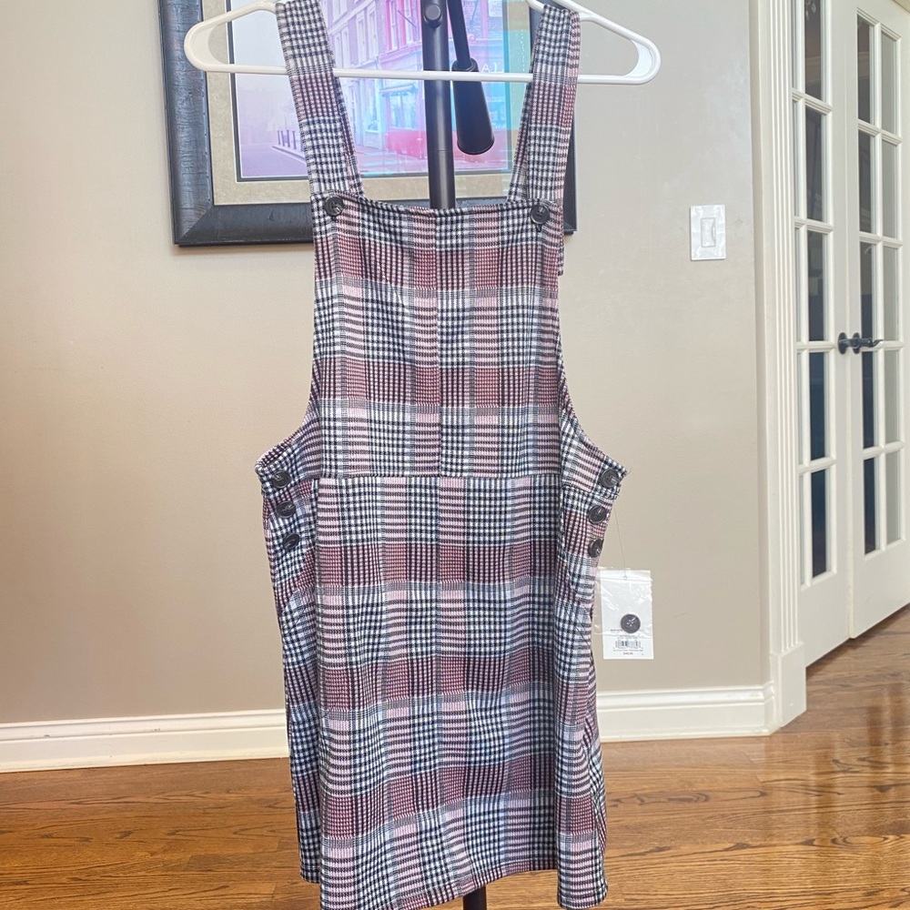 So- Plaid overall dress w/tags. - Picture 1 of 2